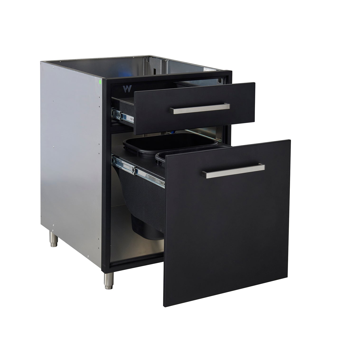 Flat Black 24" Outdoor Waste Basket Base Cabinet
