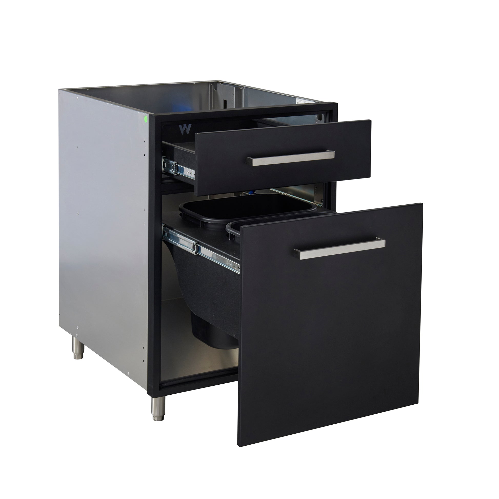 Flat Black 24" Outdoor Waste Basket Base Cabinet