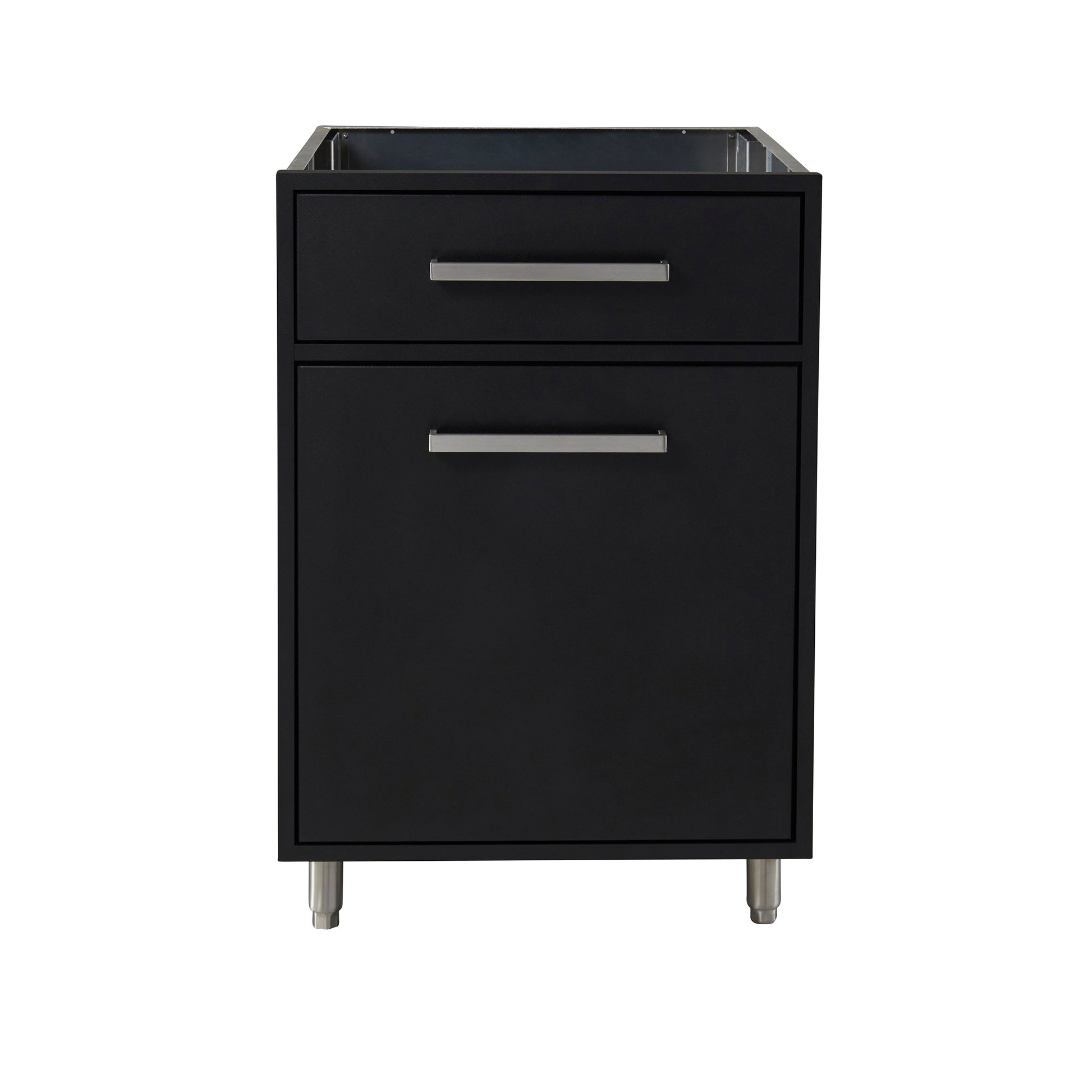 Flat Black 24" Outdoor Waste Basket Base Cabinet