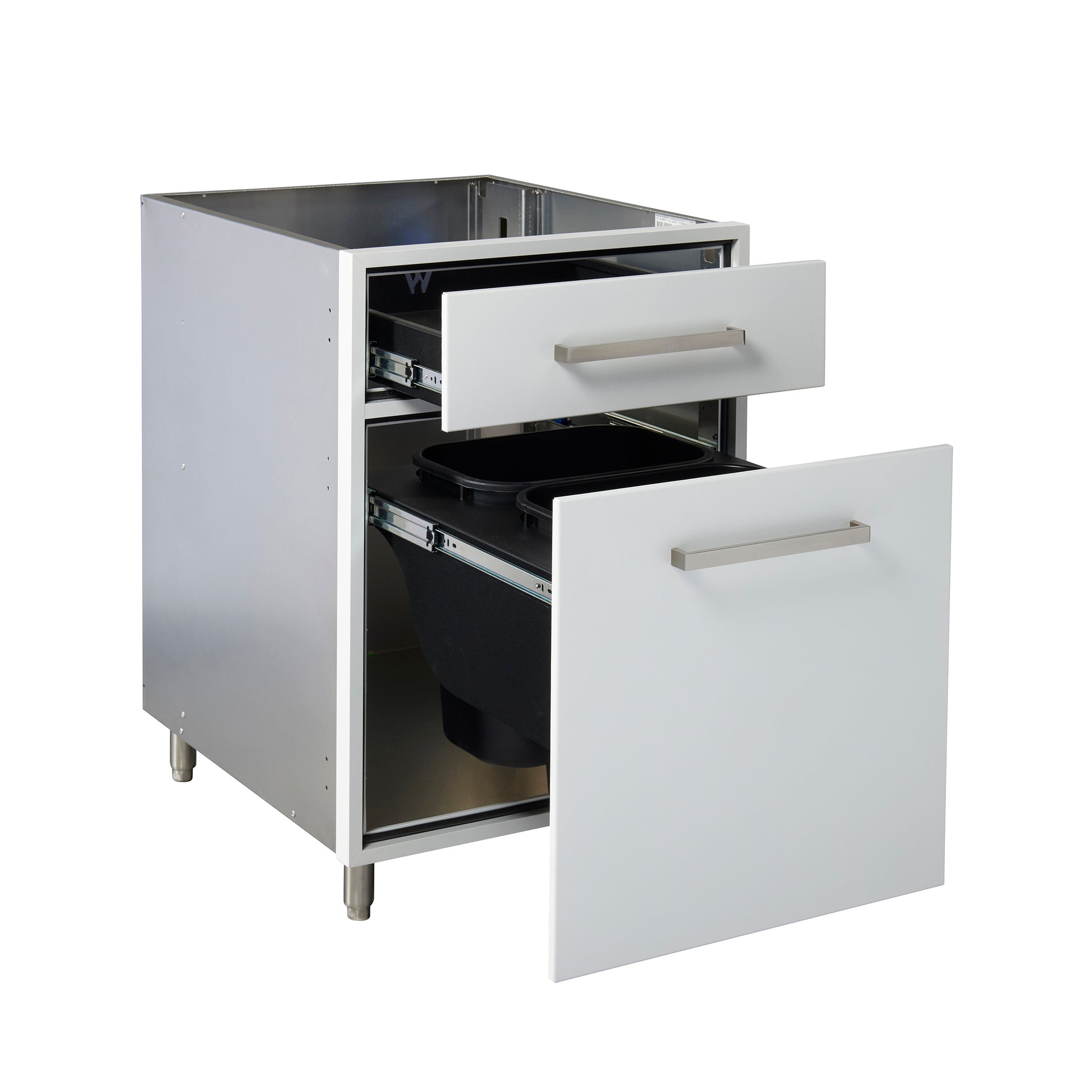 Flat White 24" Outdoor Waste Basket Base Cabinet