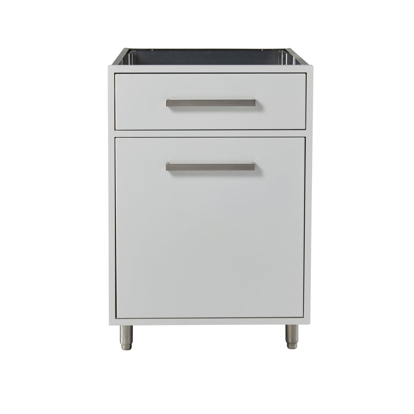 Flat White 24" Outdoor Waste Basket Base Cabinet