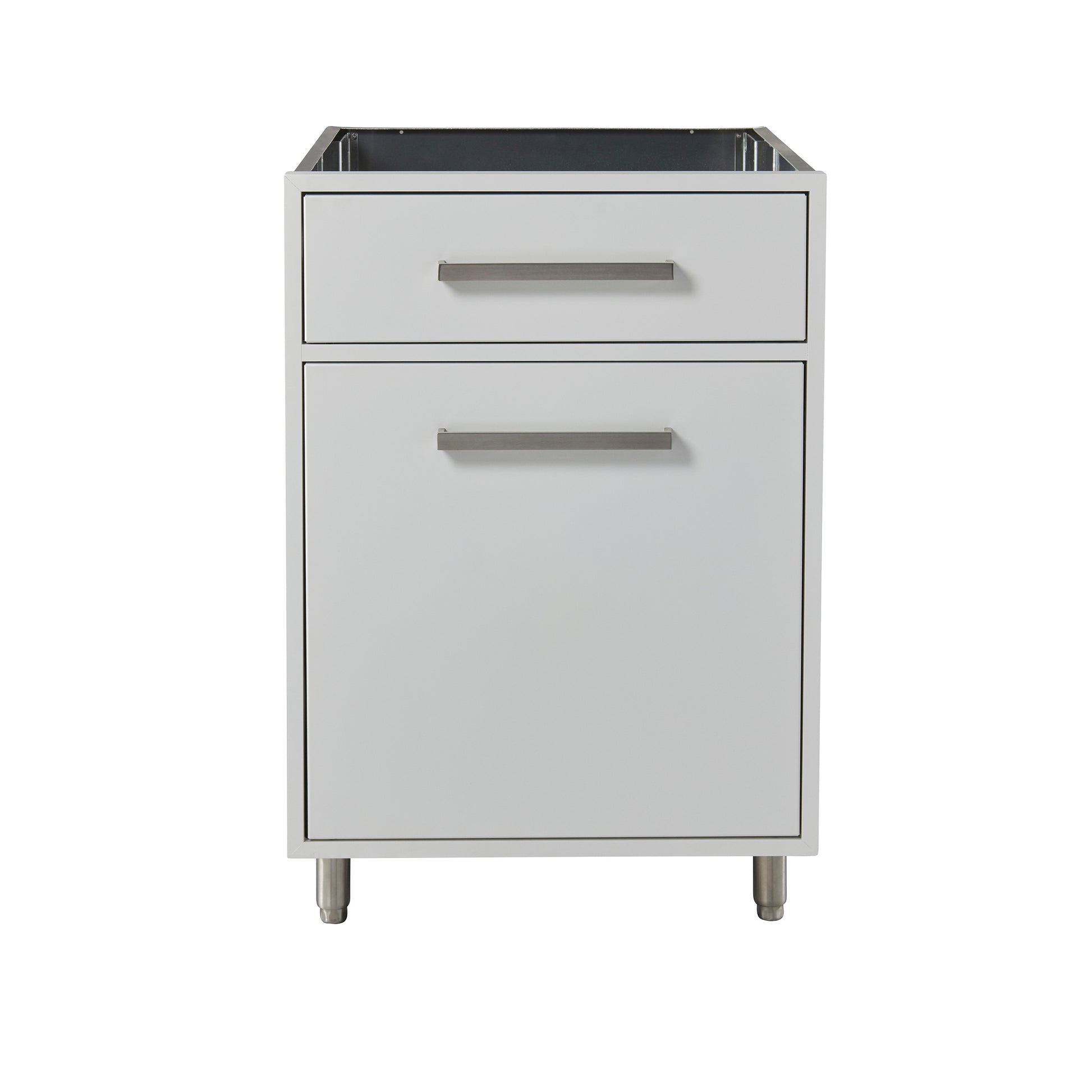 Flat White 24" Outdoor Waste Basket Base Cabinet