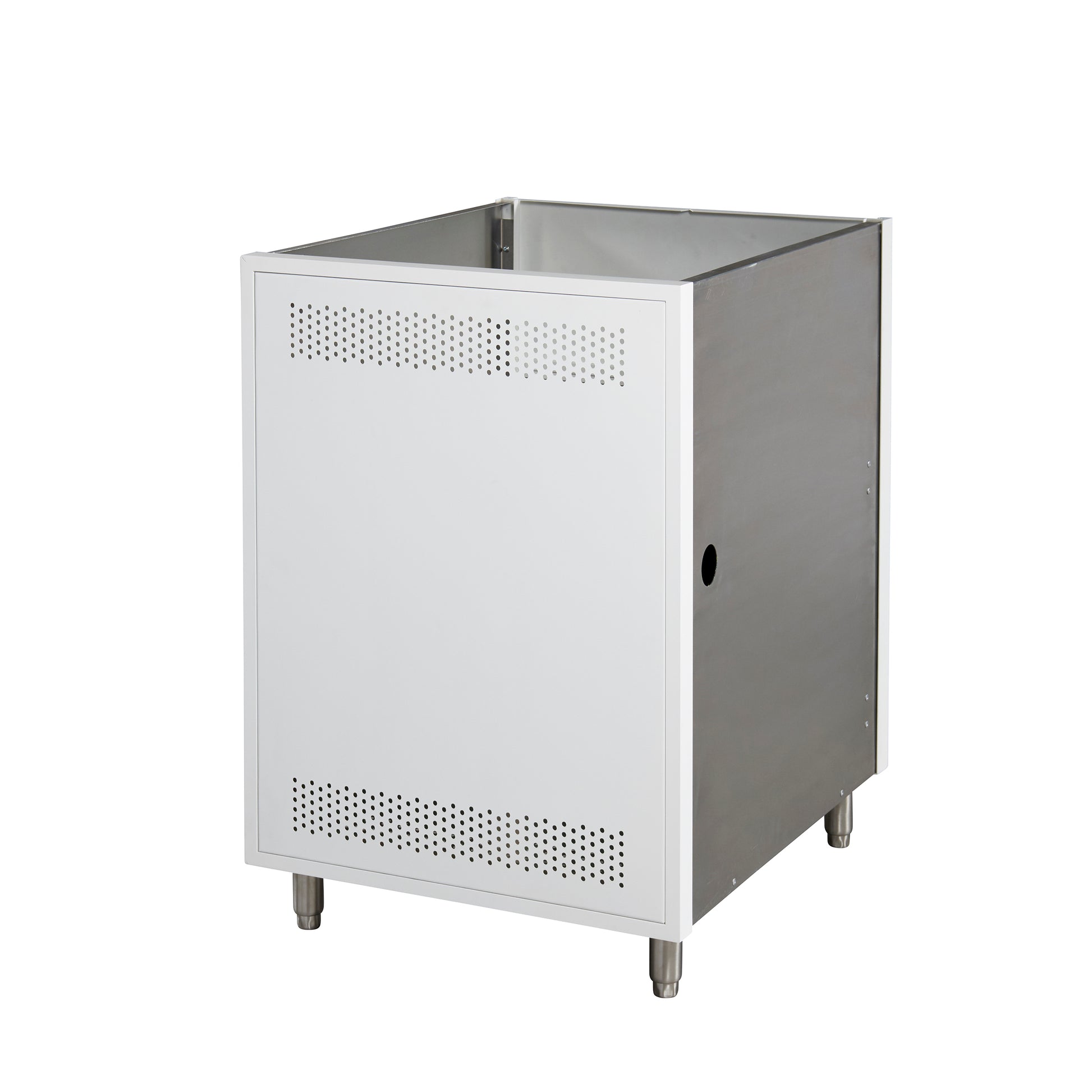 Flat White Outdoor Base Cabinet Finished Vented Back Panel
